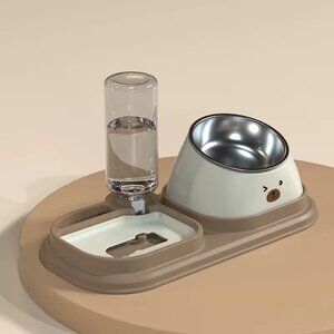 2-in-1 Pet Feeder and Automated Water Dispenser with Stainless steel Bowl